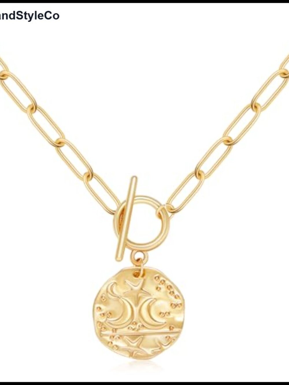 Chunky Gold Plated Paperclip Chain Heart Pendant Necklace for Women